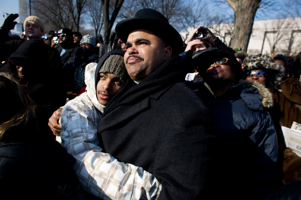 Father and son Obama inaguration Washington DC
