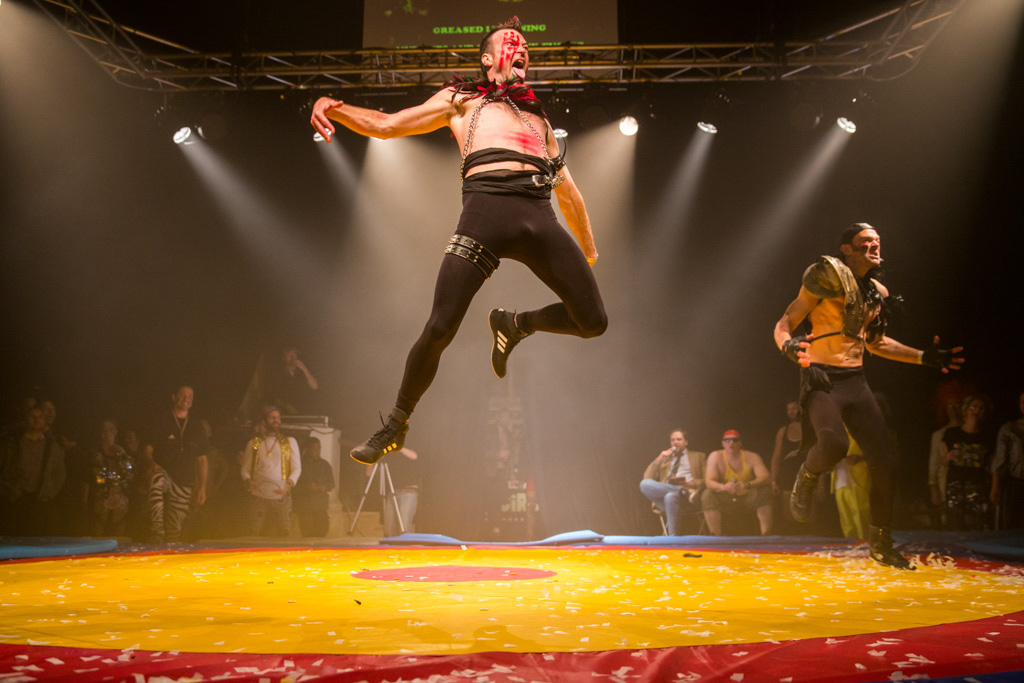 Amateur wrestlers during a charity event for Temwa, Bristol, United Kingdom